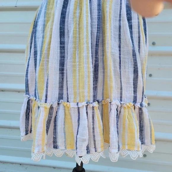 Club Z Collection Women Yellow Pink Striped Vacation Sundress Casual Dress L - Picture 3 of 10